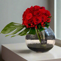 Moon Vase Red Roses