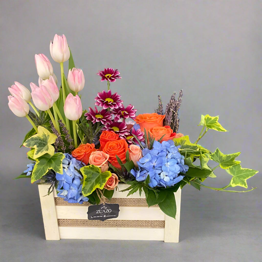 Tulips Mix Wood Box