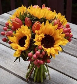 Sunflowers & Tulips Hand Bouquet