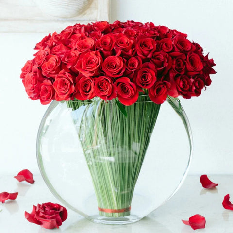 Moon Vase Red Roses - Luxury 125