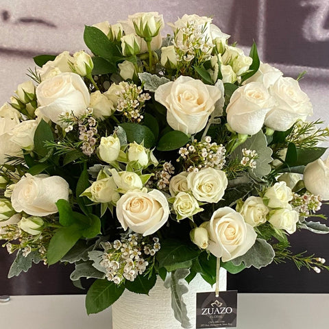 Cream and White Roses